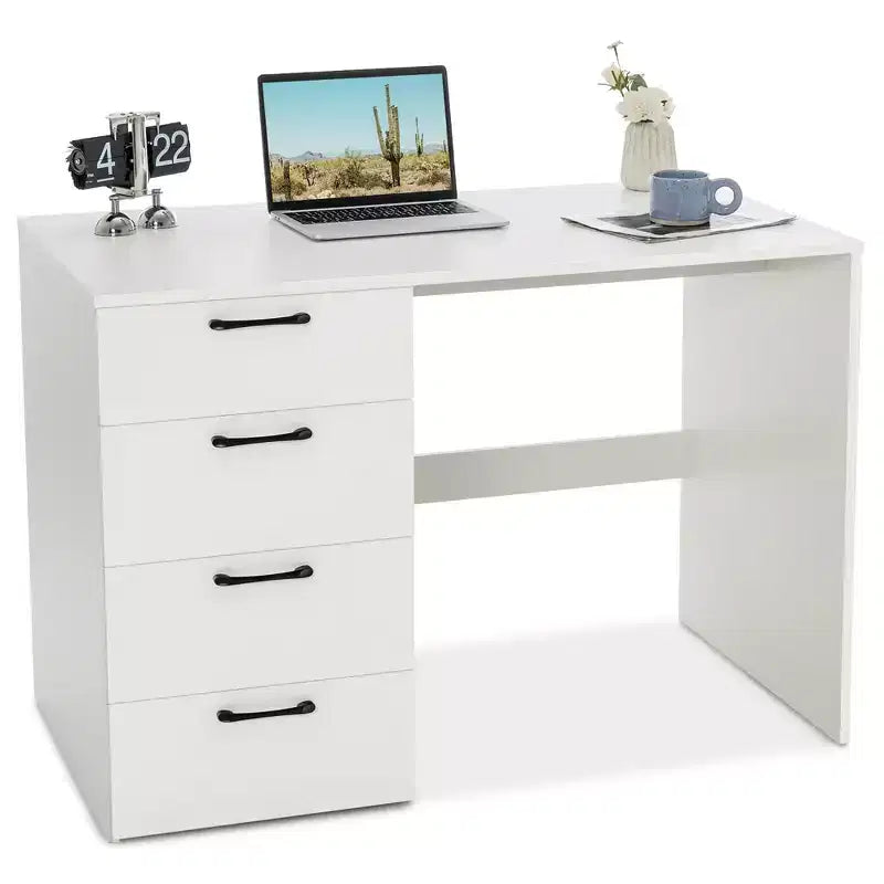 Costway Computer Desk Study Writing Workstation Vanity Table Home Office w/ 4 Drawers
