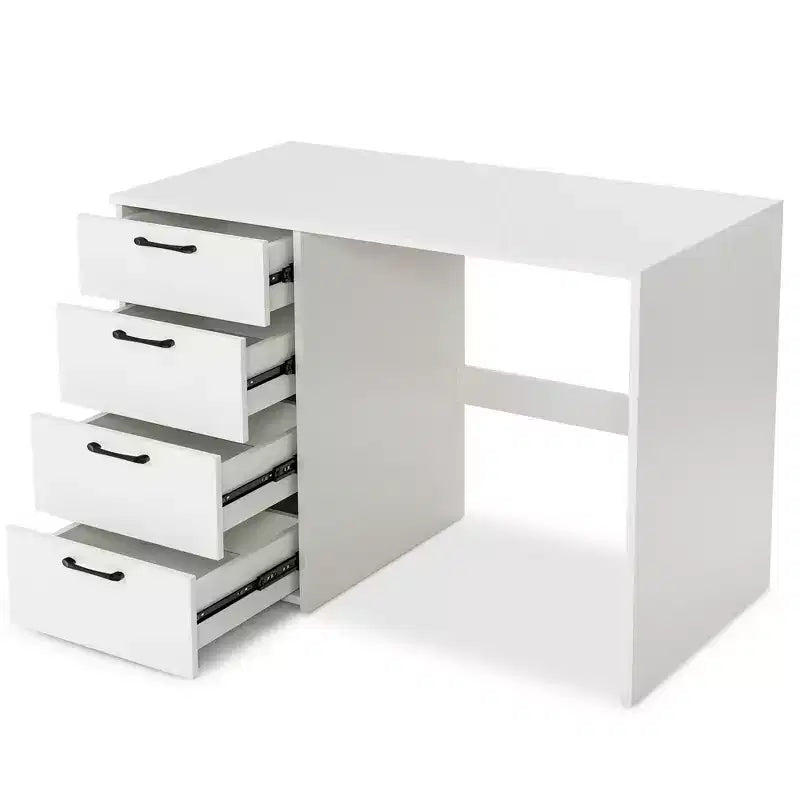 Mesa de estudio, escritorio de computadora, estación de trabajo, tocador de oficina en casa con 4 cajones