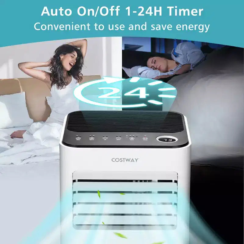 Costway 8000 BTU Portable Air Conditioner 3-in-1 Air Cooler with Fan Dehum Sleep Mode