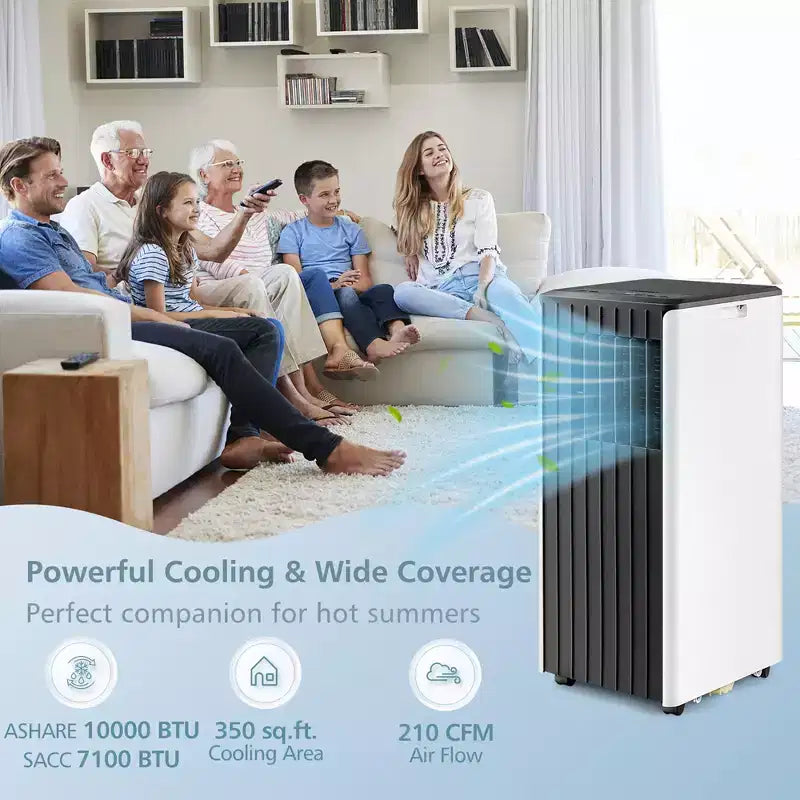Costway 7100 BTU (10000 BTU ASHARE) Portable Air Conditioner 3-in-1 AC Unit with Cool Dehum Fan Sleep Mode