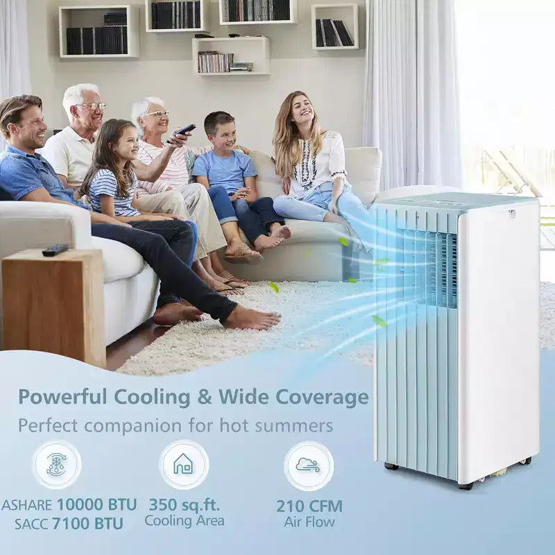 Costway 7100 BTU (10000 BTU ASHARE) Portable Air Conditioner 3-in-1 AC Unit with Cool Dehum Fan Sleep Mode