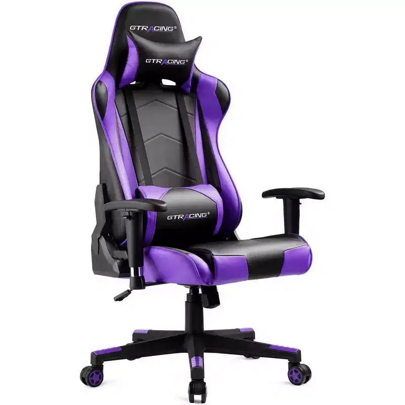 Silla de oficina para videojuegos de cuero PU con reposacabezas y almohada lumbar ajustables - GTRACING
