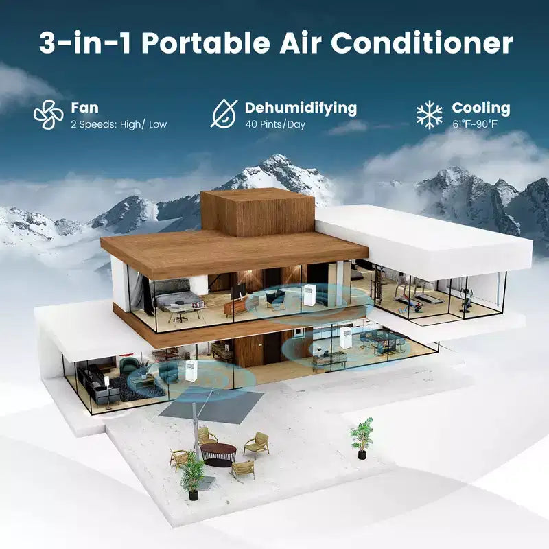 Costway 8000 BTU Portable Air Conditioner with Dehumidifier & Fan Mode, up to 250 Sq.Ft