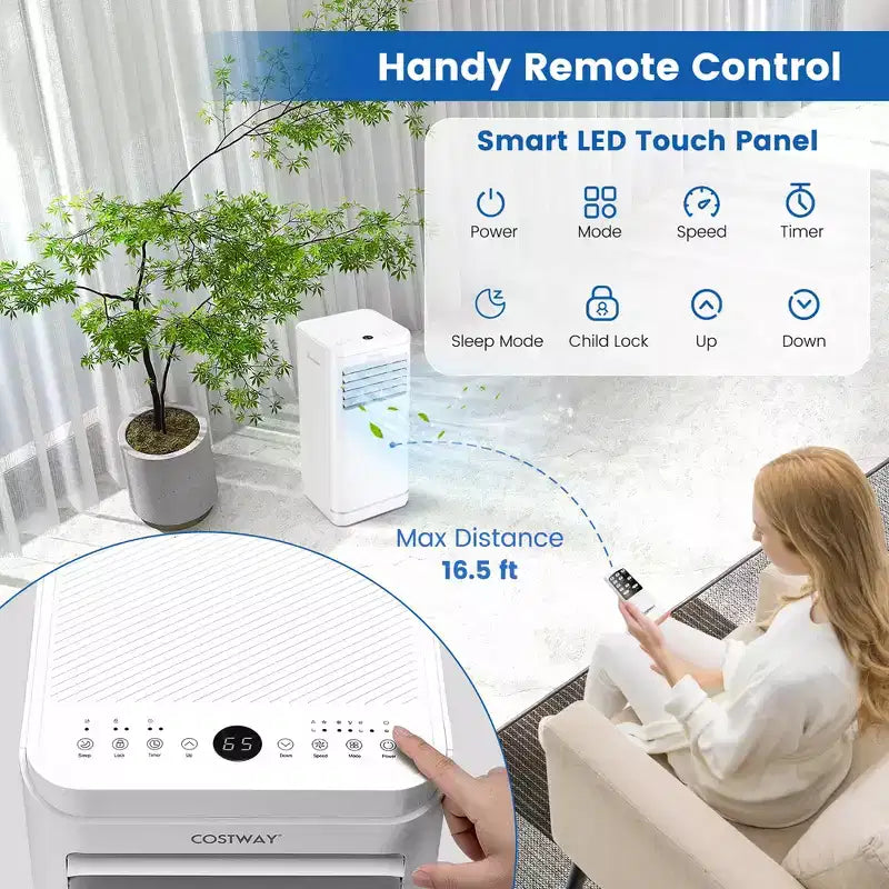 Costway 6000BTU (10000 BTU ASHRAE) Portable Air Conditioner with Dehumidifier & Fan Mode, up to 350 Sq.Ft