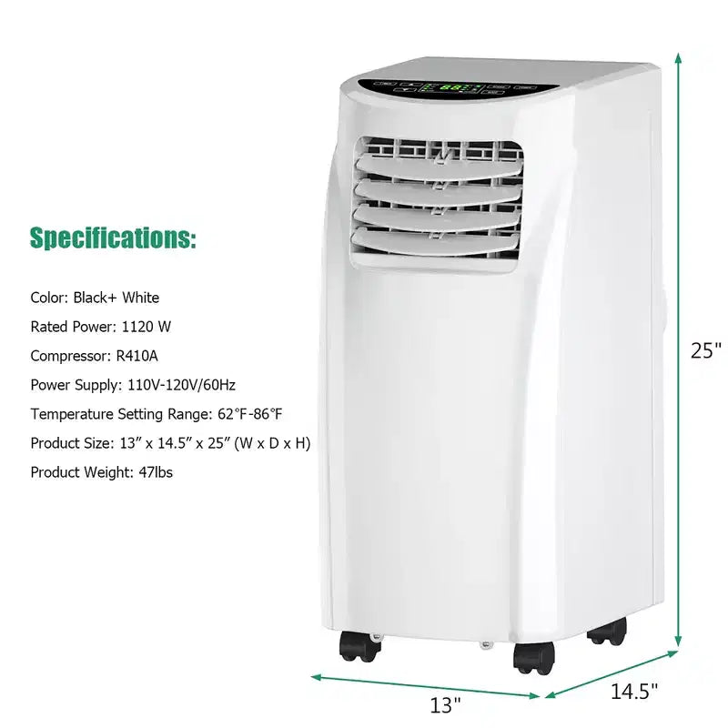 Costway 5500 BTU (8000BTU ASHRAE) Portable Air Conditioner & Dehumidifier Function Remote