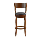 Taburete de bar giratorio de madera estilo clásico de pub Emma and Oliver con asiento acolchado de piel sintética