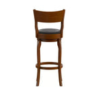 Taburete de bar giratorio de madera estilo clásico de pub Emma and Oliver con asiento acolchado de piel sintética