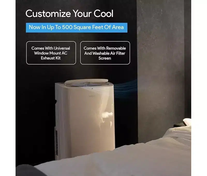 SereneLife 14,000 BTU Portable AC for Home with Dehumidifier, Fan, Remote + Window Kit, White