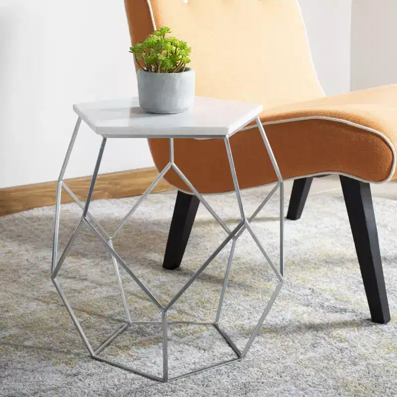 Mesa auxiliar Abella Pentagon - FOX4515 - Plateado - Safavieh Couture