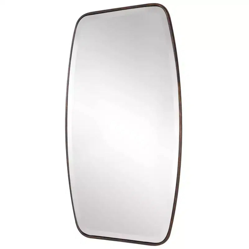 Espejo de pared rectangular Uttermost para tocador, moderno, biselado, con marco de bronce oscuro, de 54 cm de ancho para baño, dormitorio o sala de estar