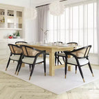 Silla de comedor o decorativa Emma y Oliver Cane de ratán con marco de madera maciza, respaldo tejido y asiento acolchado