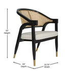 Silla de comedor o decorativa Emma y Oliver Cane de ratán con marco de madera maciza, respaldo tejido y asiento acolchado