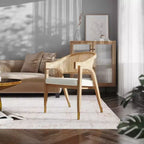 Silla de comedor o decorativa Emma y Oliver Cane de ratán con marco de madera maciza, respaldo tejido y asiento acolchado