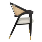 Silla de comedor o decorativa Emma y Oliver Cane de ratán con marco de madera maciza, respaldo tejido y asiento acolchado