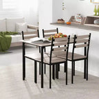 HOMCOM Juego de comedor y cocina de madera moderno de 5 piezas, 1 mesa y 4 sillas con patas de metal, apto para exteriores