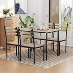 HOMCOM Juego de comedor y cocina de madera moderno de 5 piezas, 1 mesa y 4 sillas con patas de metal, apto para exteriores