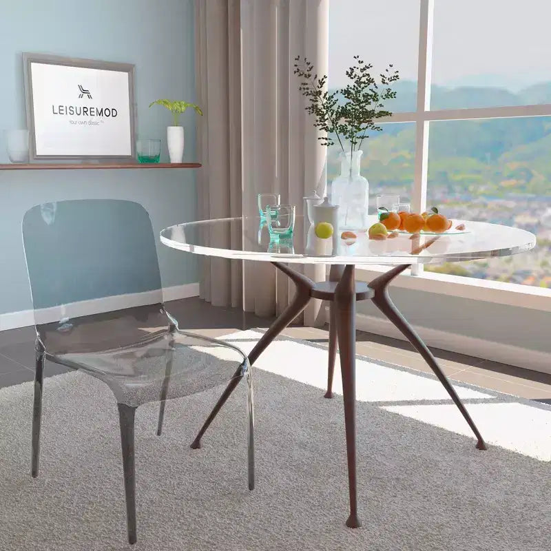LeisureMod Silla de Comedor de Acrílico con Diseño de Borde en Cascada Murray con Elegante Asiento Moldeado, Estilo Moderno para Cocina, Comedor, Oficina, Sala de Estar o Cafetería