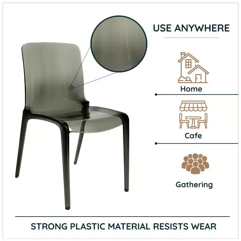 LeisureMod Silla de Comedor de Acrílico con Diseño de Borde en Cascada Murray con Elegante Asiento Moldeado, Estilo Moderno para Cocina, Comedor, Oficina, Sala de Estar o Cafetería