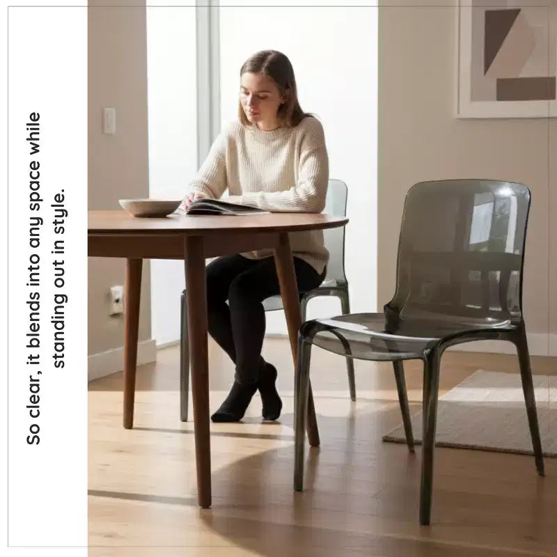 LeisureMod Silla de Comedor de Acrílico con Diseño de Borde en Cascada Murray con Elegante Asiento Moldeado, Estilo Moderno para Cocina, Comedor, Oficina, Sala de Estar o Cafetería