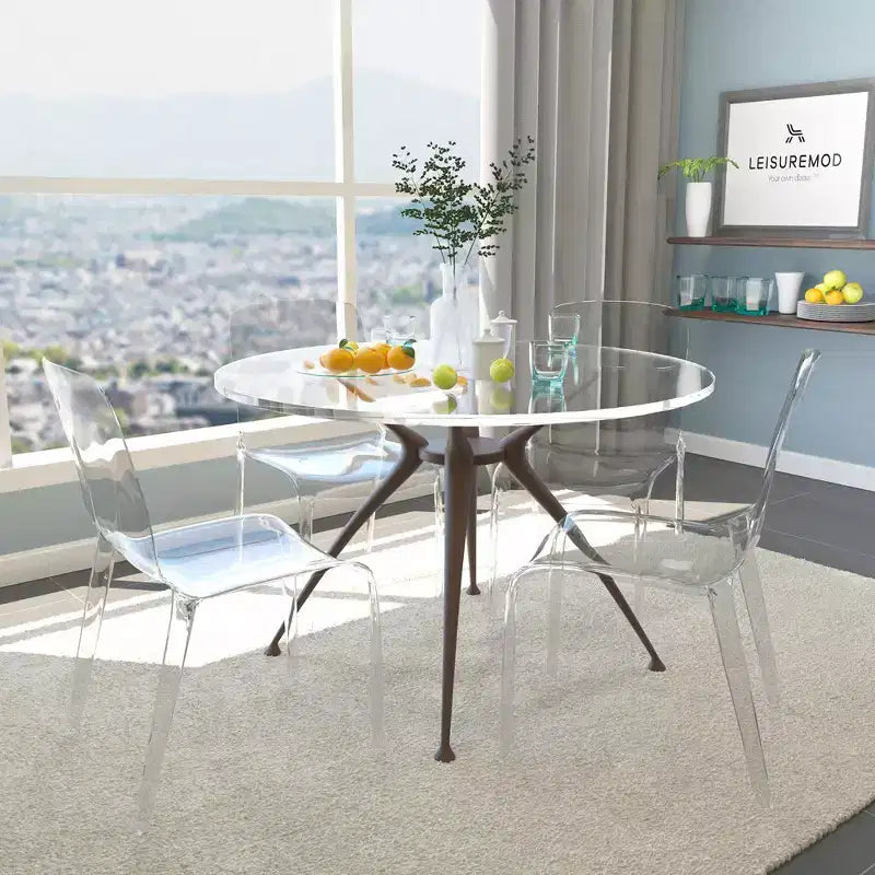 LeisureMod Silla de Comedor de Acrílico con Diseño de Borde en Cascada Murray con Elegante Asiento Moldeado, Estilo Moderno para Cocina, Comedor, Oficina, Sala de Estar o Cafetería