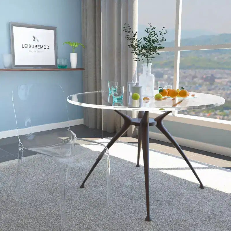 LeisureMod Silla de Comedor de Acrílico con Diseño de Borde en Cascada Murray con Elegante Asiento Moldeado, Estilo Moderno para Cocina, Comedor, Oficina, Sala de Estar o Cafetería