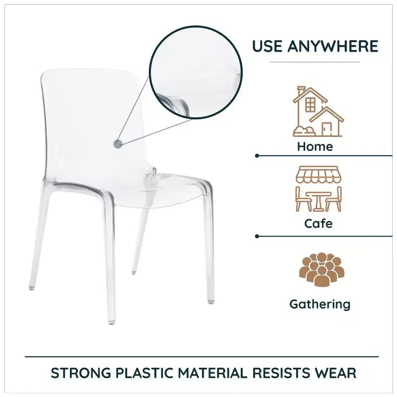 LeisureMod Silla de Comedor de Acrílico con Diseño de Borde en Cascada Murray con Elegante Asiento Moldeado, Estilo Moderno para Cocina, Comedor, Oficina, Sala de Estar o Cafetería