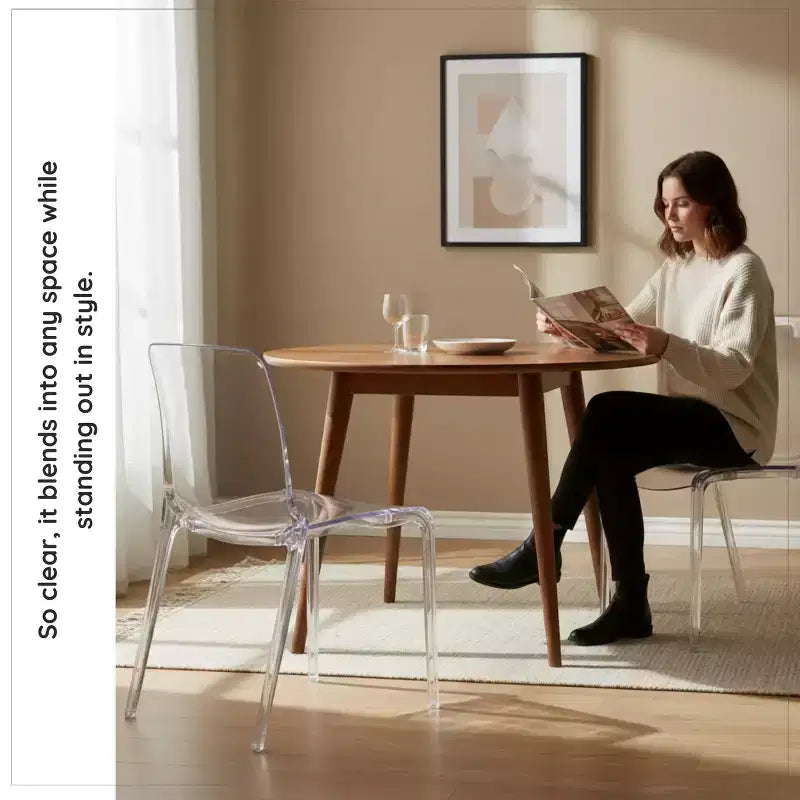 LeisureMod Silla de Comedor de Acrílico con Diseño de Borde en Cascada Murray con Elegante Asiento Moldeado, Estilo Moderno para Cocina, Comedor, Oficina, Sala de Estar o Cafetería