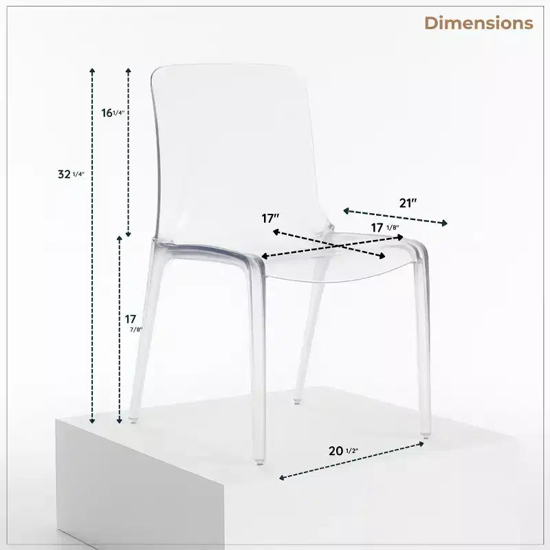 LeisureMod Silla de Comedor de Acrílico con Diseño de Borde en Cascada Murray con Elegante Asiento Moldeado, Estilo Moderno para Cocina, Comedor, Oficina, Sala de Estar o Cafetería