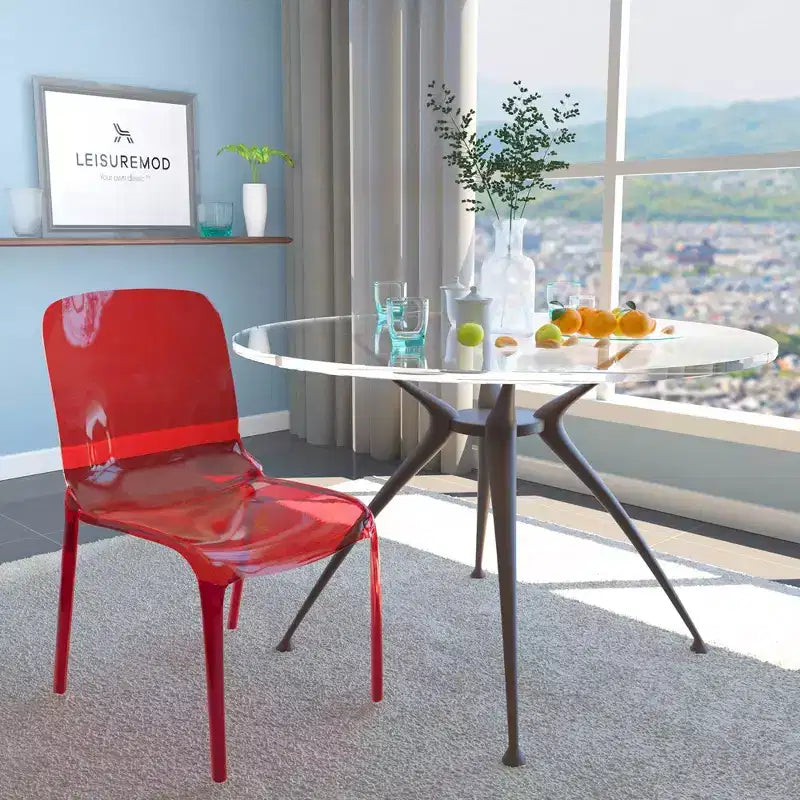 LeisureMod Silla de Comedor de Acrílico con Diseño de Borde en Cascada Murray con Elegante Asiento Moldeado, Estilo Moderno para Cocina, Comedor, Oficina, Sala de Estar o Cafetería