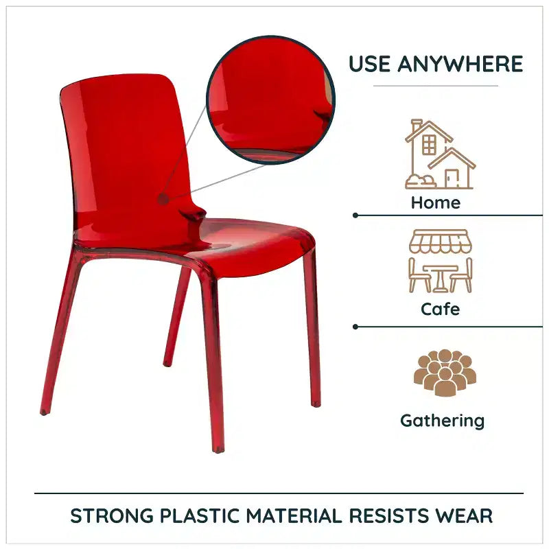 LeisureMod Silla de Comedor de Acrílico con Diseño de Borde en Cascada Murray con Elegante Asiento Moldeado, Estilo Moderno para Cocina, Comedor, Oficina, Sala de Estar o Cafetería