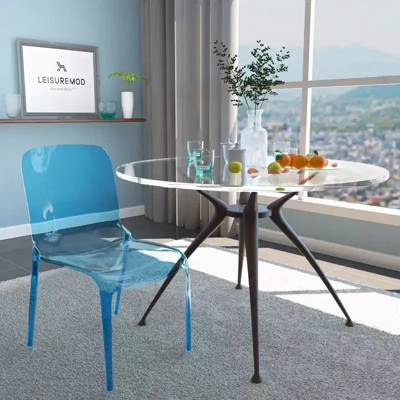 LeisureMod Silla de Comedor de Acrílico con Diseño de Borde en Cascada Murray con Elegante Asiento Moldeado, Estilo Moderno para Cocina, Comedor, Oficina, Sala de Estar o Cafetería