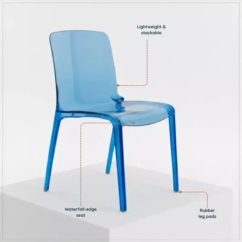 LeisureMod Silla de Comedor de Acrílico con Diseño de Borde en Cascada Murray con Elegante Asiento Moldeado, Estilo Moderno para Cocina, Comedor, Oficina, Sala de Estar o Cafetería