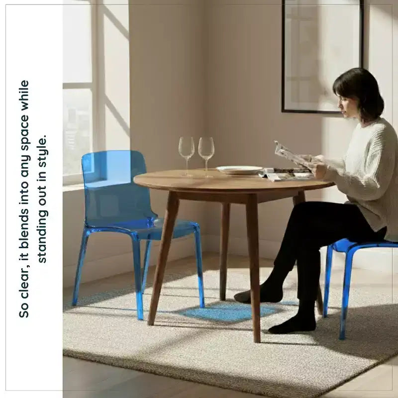 LeisureMod Silla de Comedor de Acrílico con Diseño de Borde en Cascada Murray con Elegante Asiento Moldeado, Estilo Moderno para Cocina, Comedor, Oficina, Sala de Estar o Cafetería