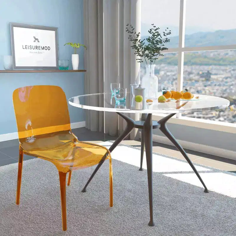 LeisureMod Silla de Comedor de Acrílico con Diseño de Borde en Cascada Murray con Elegante Asiento Moldeado, Estilo Moderno para Cocina, Comedor, Oficina, Sala de Estar o Cafetería