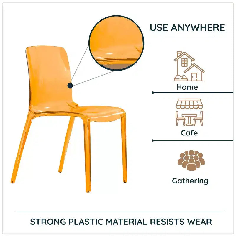 LeisureMod Silla de Comedor de Acrílico con Diseño de Borde en Cascada Murray con Elegante Asiento Moldeado, Estilo Moderno para Cocina, Comedor, Oficina, Sala de Estar o Cafetería