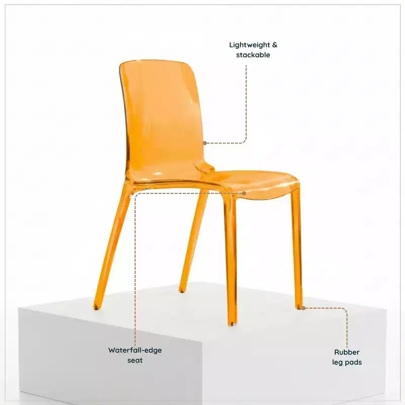LeisureMod Silla de Comedor de Acrílico con Diseño de Borde en Cascada Murray con Elegante Asiento Moldeado, Estilo Moderno para Cocina, Comedor, Oficina, Sala de Estar o Cafetería