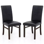 Costway Juego de Sillas de Comedor Tapizadas de 2/4 Piel Sintética Patas de Madera Maciza de Caucho Sin Brazos