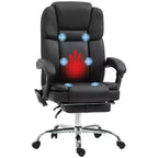 Sillón de oficina de masaje Vinsetto con calor, altura ajustable y reposapiés, silla de escritorio cómoda de cuero PU
