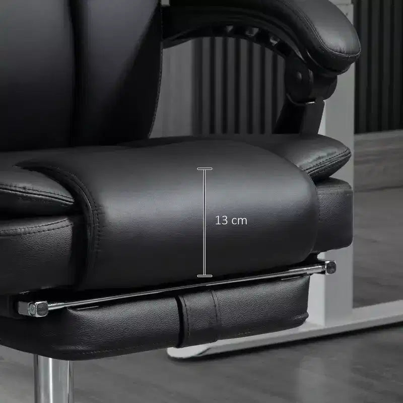Sillón de oficina de masaje Vinsetto con calor, altura ajustable y reposapiés, silla de escritorio cómoda de cuero PU