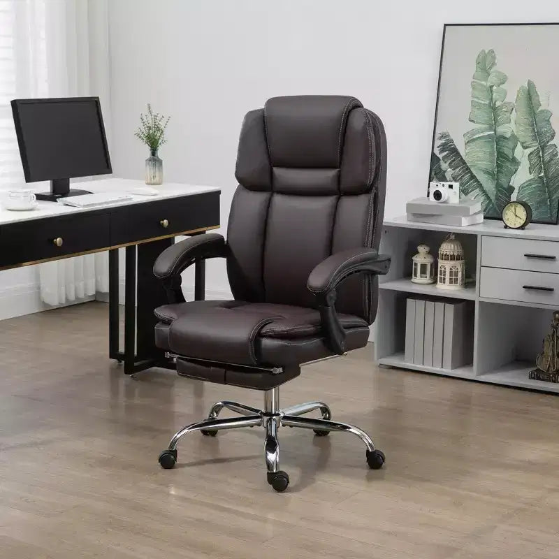 Sillón de oficina de masaje Vinsetto con calor, altura ajustable y reposapiés, silla de escritorio cómoda de cuero PU