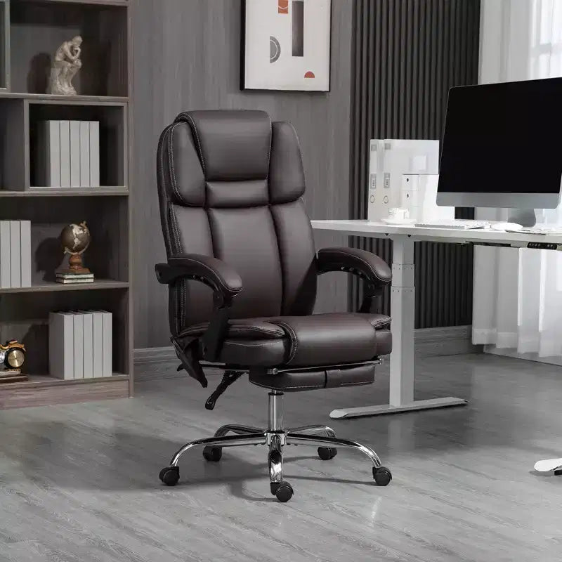 Sillón de oficina de masaje Vinsetto con calor, altura ajustable y reposapiés, silla de escritorio cómoda de cuero PU
