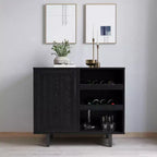 Merrick Lane Bar and Sideboard with Storage Cabinet, Hanging Stemware Holders and Bottle Storage