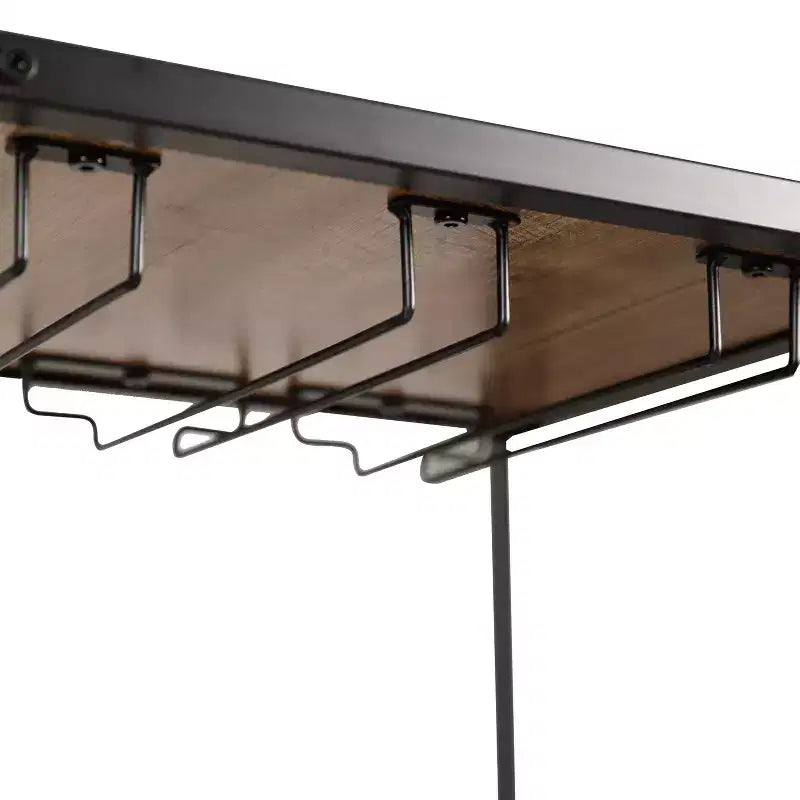 Mesa de bar y vino de metal Merrick Lane con almacenamiento de botellas y soporte para copas colgante