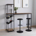Mesa de bar y vino de metal Merrick Lane con almacenamiento de botellas y soporte para copas colgante
