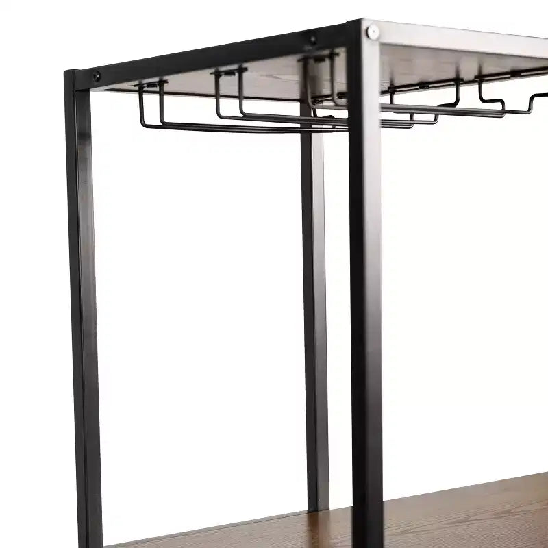 Mesa de bar y vino de metal Merrick Lane con almacenamiento de botellas y soporte para copas colgante
