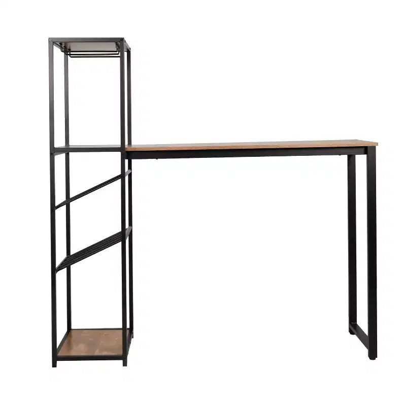 Mesa de bar y vino de metal Merrick Lane con almacenamiento de botellas y soporte para copas colgante