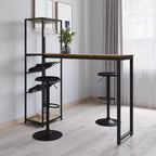 Mesa de bar y vino de metal Merrick Lane con almacenamiento de botellas y soporte para copas colgante