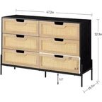 Cómoda de ratán Whizmax, cómoda alta de 6 cajones para dormitorio, unidades organizadoras de almacenamiento para armario, sala de estar, pasillo, entrada