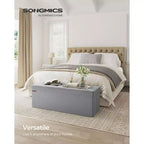 SONGMICS Banco otomano de almacenamiento, reposapiés plegable con 2 cajas de almacenamiento adicionales, soporta hasta 300 kg