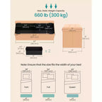 SONGMICS Banco otomano de almacenamiento, reposapiés plegable con 2 cajas de almacenamiento adicionales, soporta hasta 300 kg